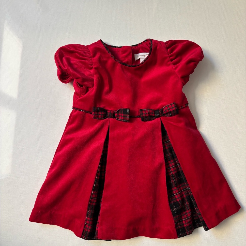 Tommy Bahama Christmas Dress for 12m baby red velvet and Plaid